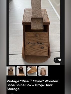 Rise 'n Shine Wooden Shoe Shine Box - Vintage Oak Finish